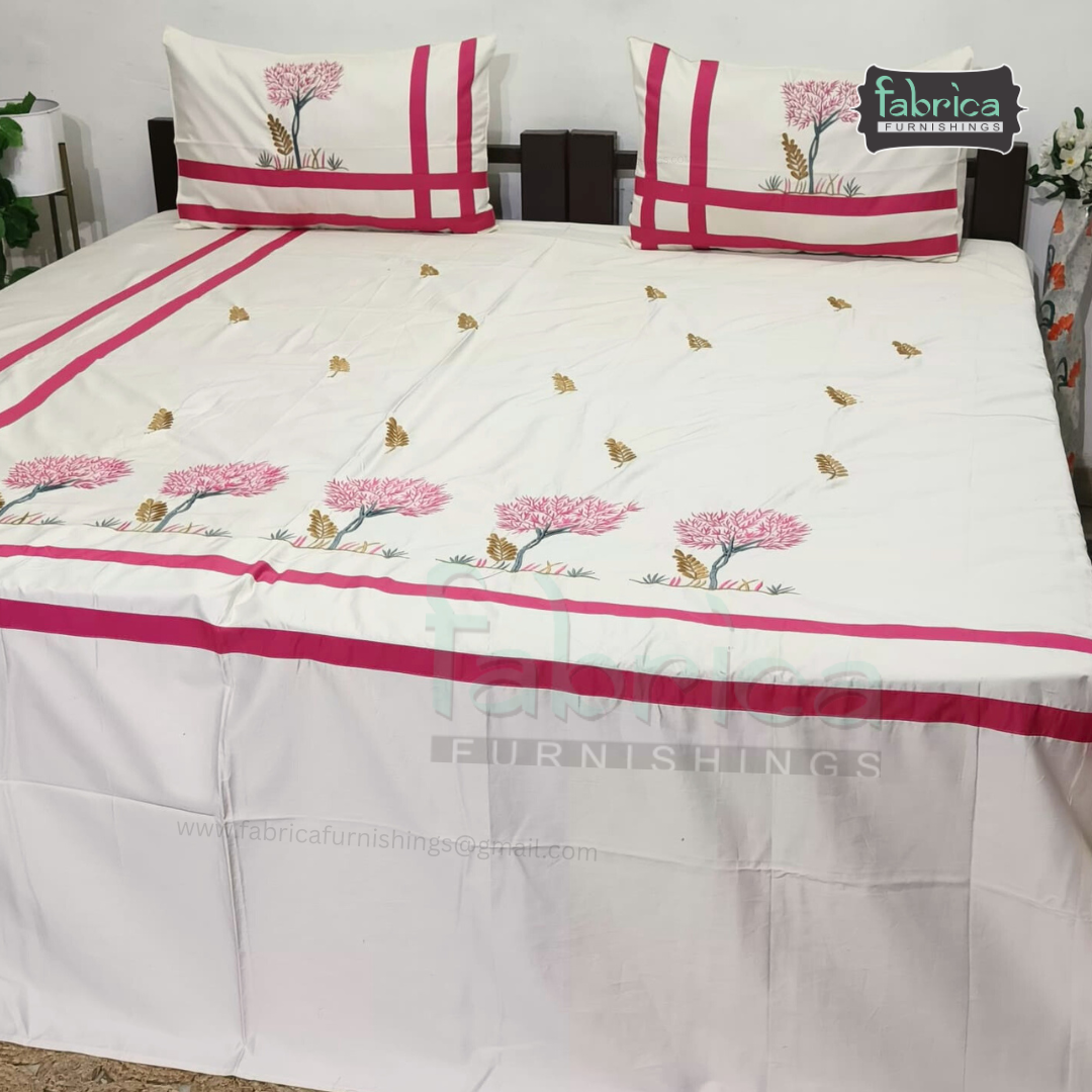Fabby Home Decor Designer Kingsize Embroidered Bedsheet
