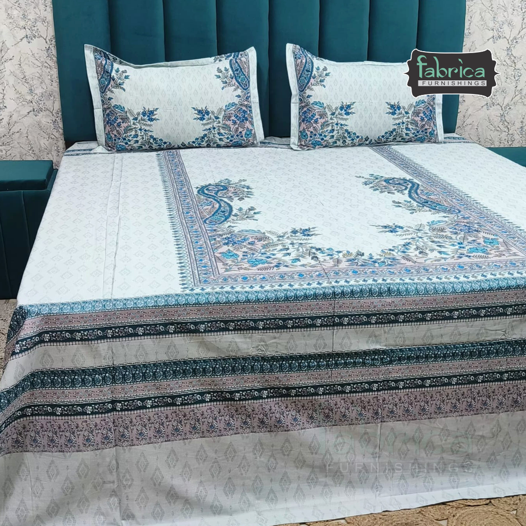 Digital Raga Printed King Size (400 Tc) Pure Cotton Bedsheet