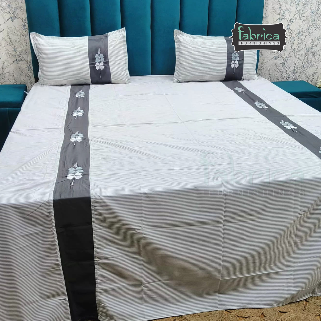Shahi karigari Pure Cotton Designer Kingsize Embroidered Bedsheet