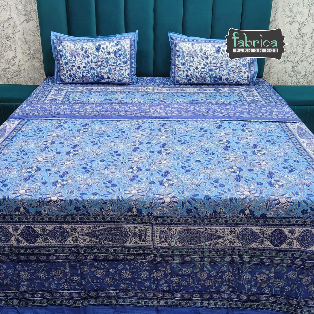Discharge Printed Pure cotton King Size 4 pcs Bedding Set
