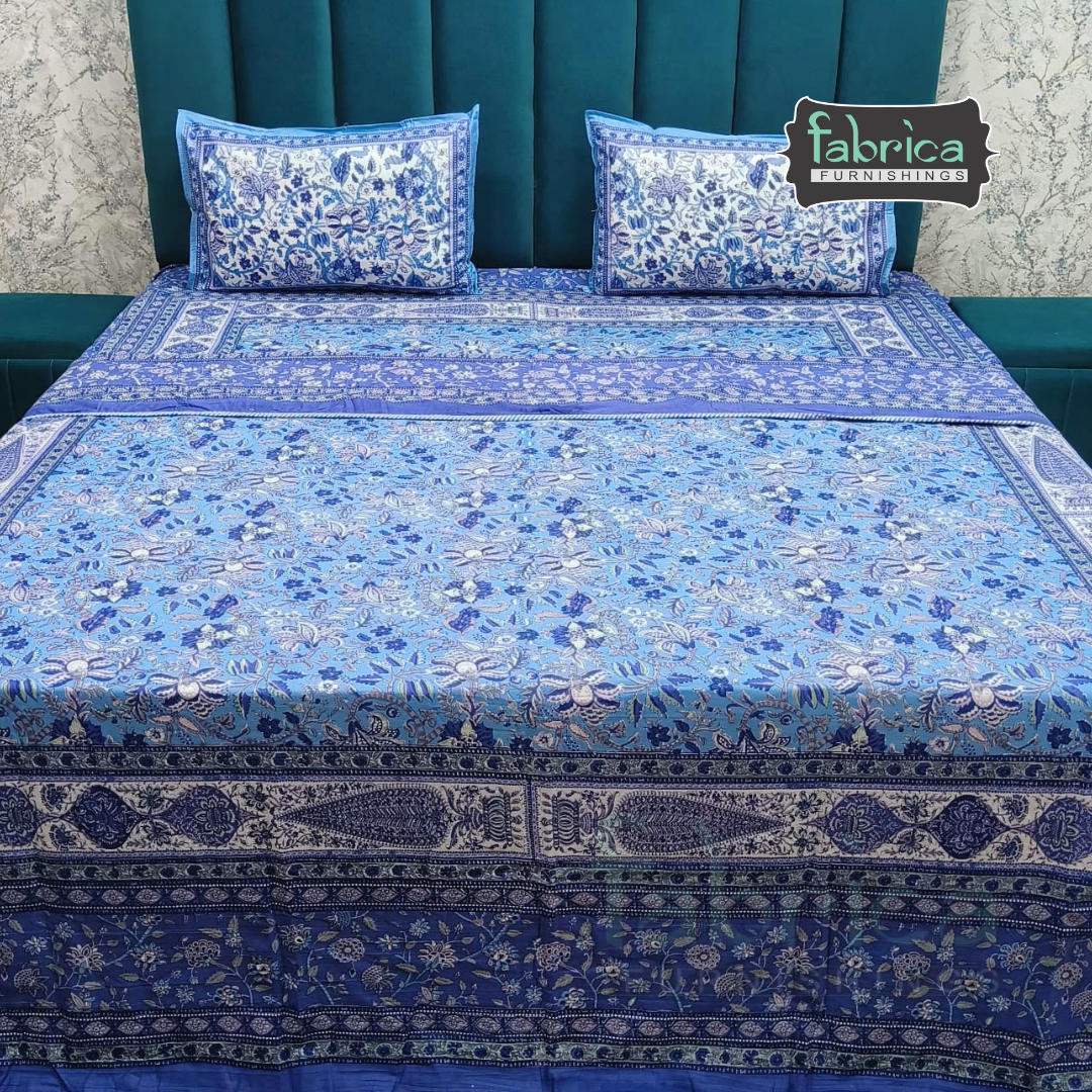 Discharge Printed Pure cotton King Size 4 pcs Bedding Set