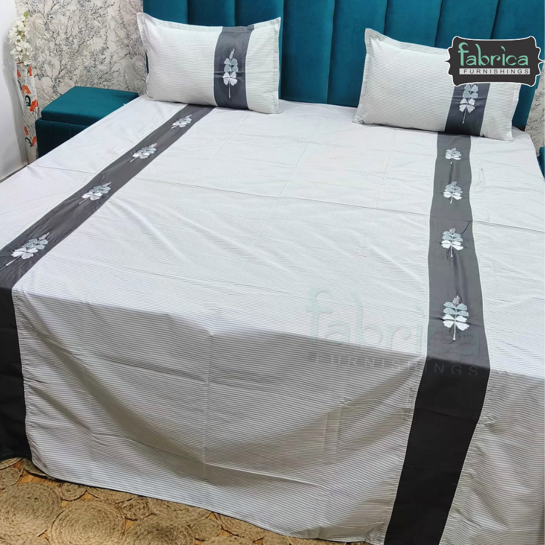 Shahi karigari Pure Cotton Designer Kingsize Embroidered Bedsheet