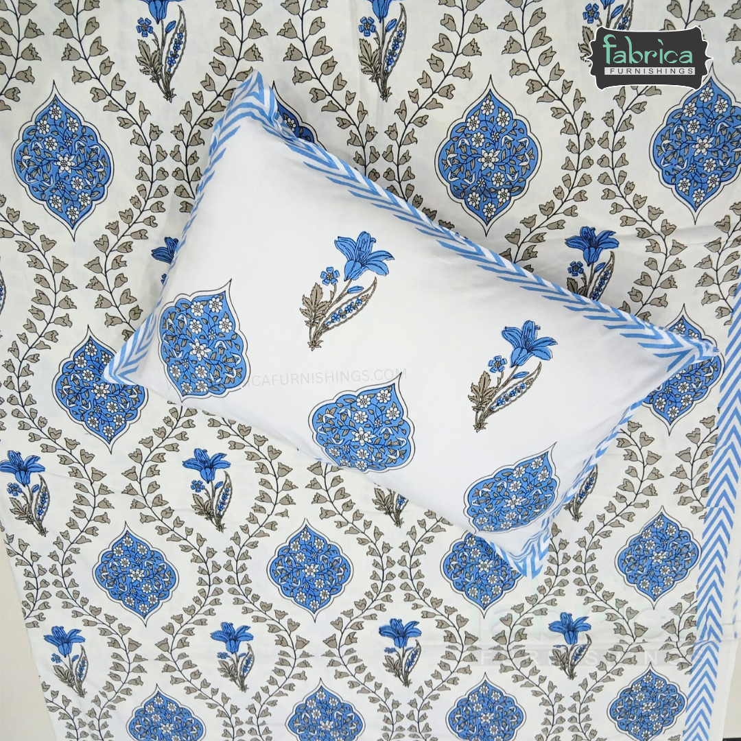 Sadabahar Anokhi Printed Pure Cotton  King Size Bedsheet Set