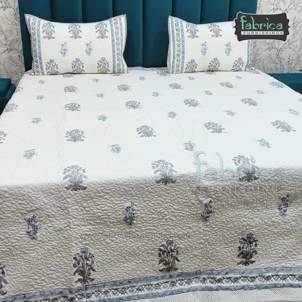 Sanganeri dreams Mul Cotton Handblock Printed king Size Quilted Bedcovers