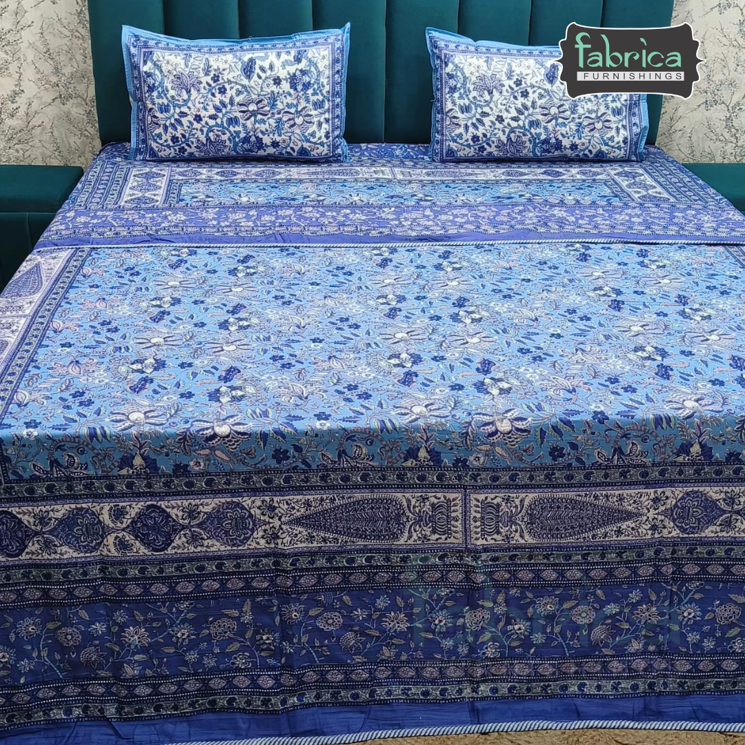 Discharge Printed Pure cotton King Size 4 pcs Bedding Set
