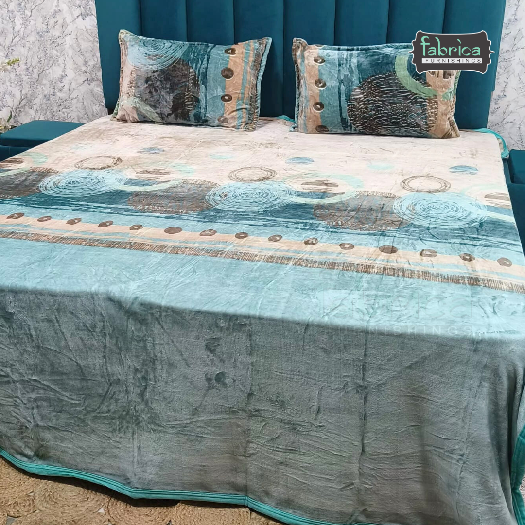 Iris Printed Premium Super King Size Woolen Bedsheet Set