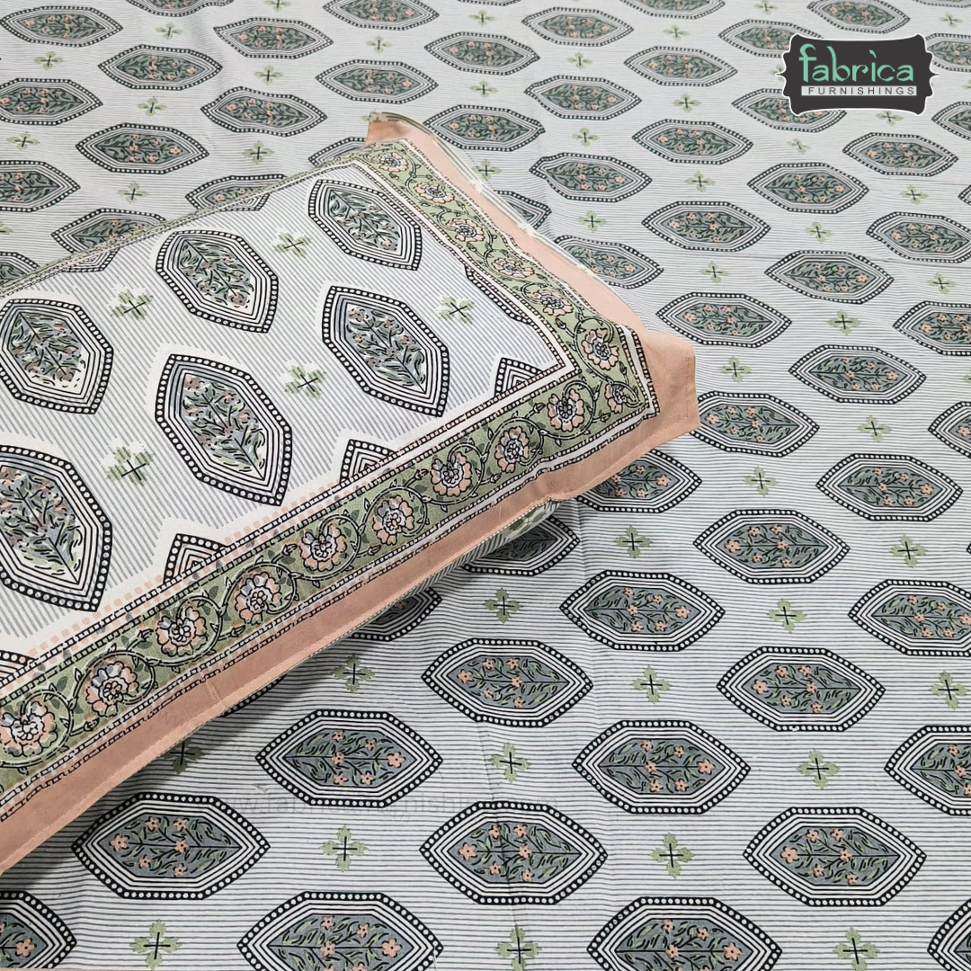 Gulabi nagari printed pure cotton king size bedsheet