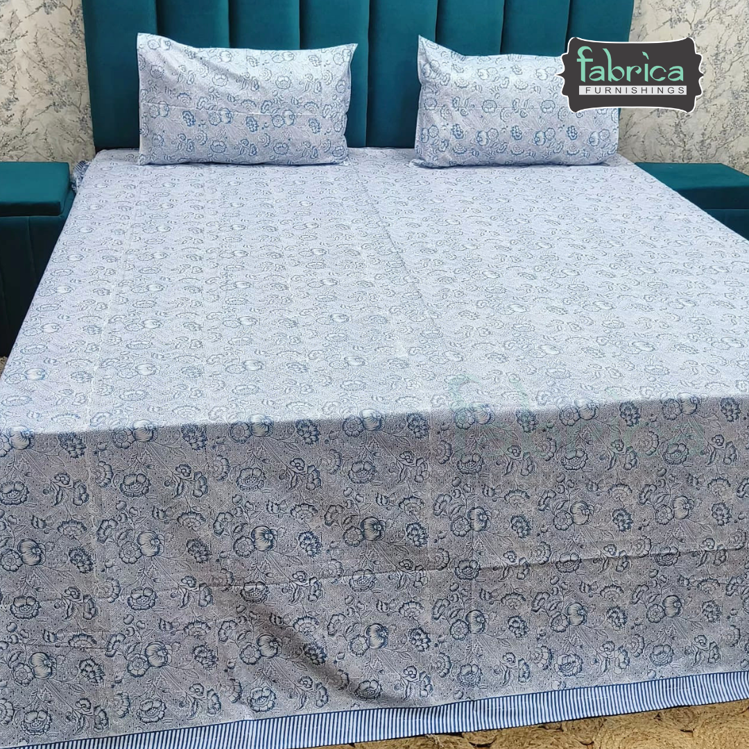 Percale Cotton Hand block Printed Super King-size Bedsheet