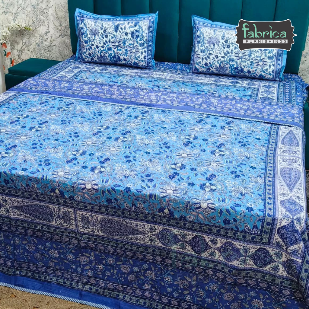 Discharge Printed Pure cotton King Size 4 pcs Bedding Set