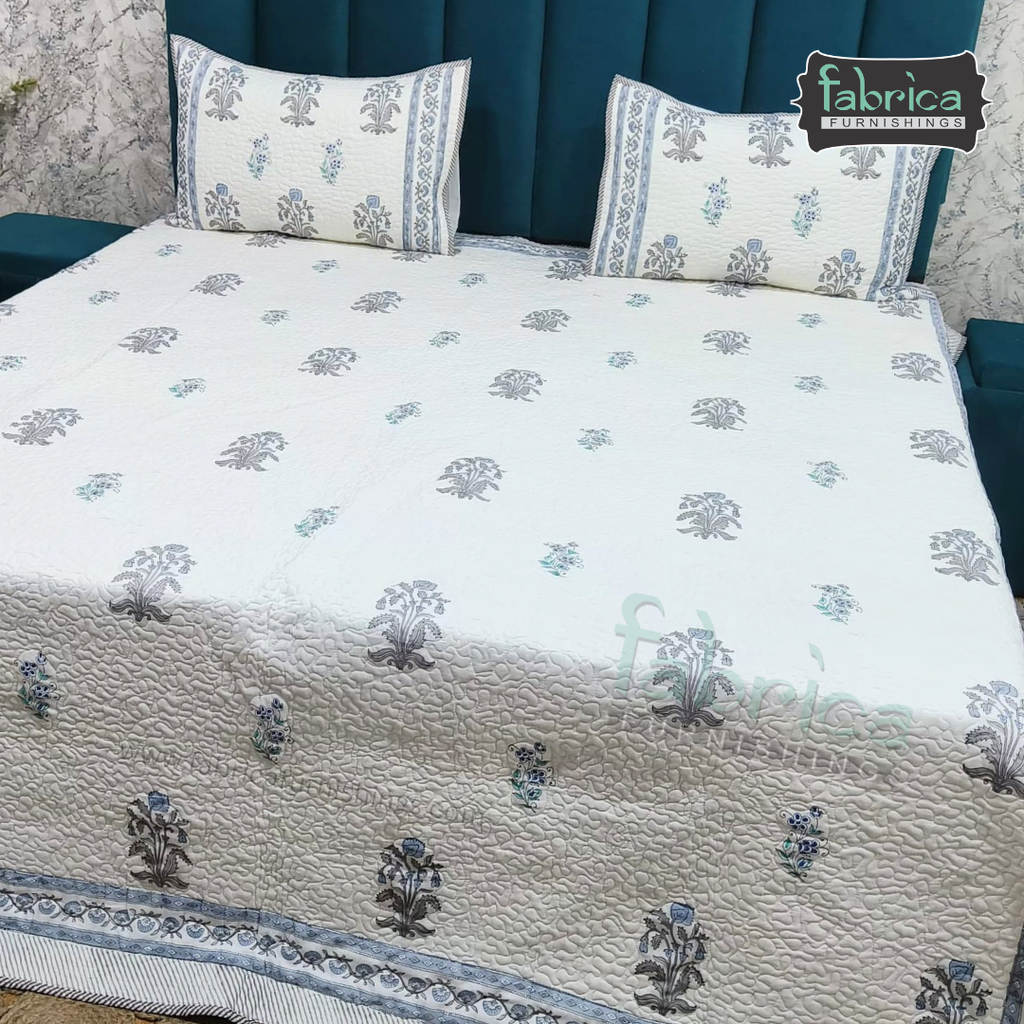 Sanganeri dreams Mul Cotton Handblock Printed king Size Quilted Bedcovers