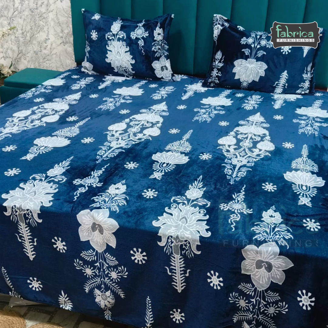 Cloudy Printed Premium  King Size Winter Bedsheet Set
