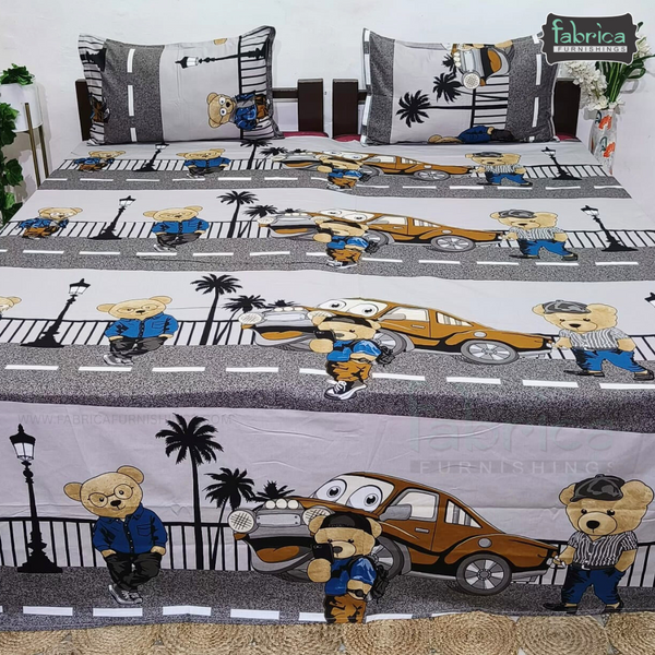 Fabby Home cartoon Print Cotton Double Bedsheet