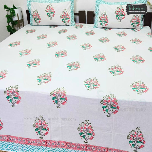 Rangoli Pure Cotton Handblock Super Kingsize Bedsheet