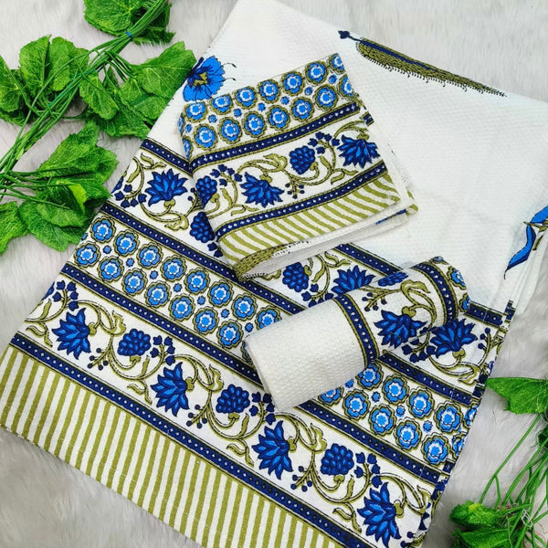 Waffle Handblock Printed Pure Cotton Bath & Hand Towels
