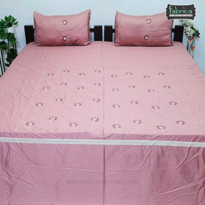 Luxurious Embroidered Pure Cotton King Size Bedsheet