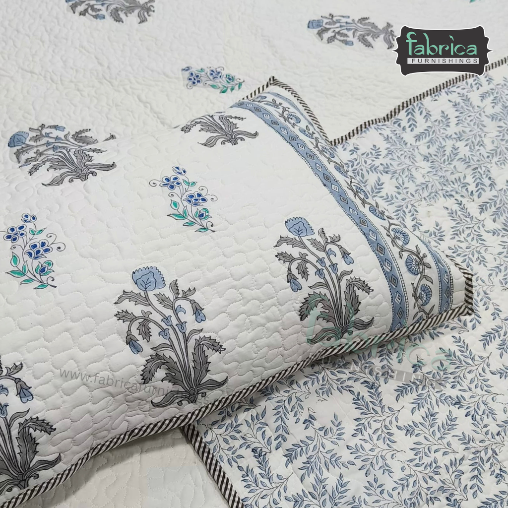 Sanganeri dreams Mul Cotton Handblock Printed king Size Quilted Bedcovers