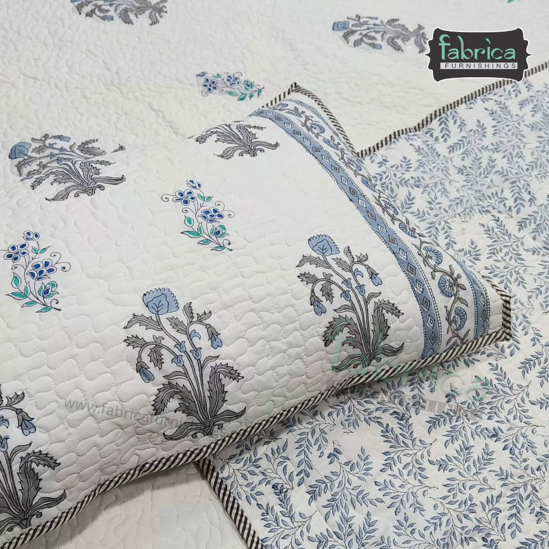 Sanganeri dreams Mul Cotton Handblock Printed king Size Quilted Bedcovers