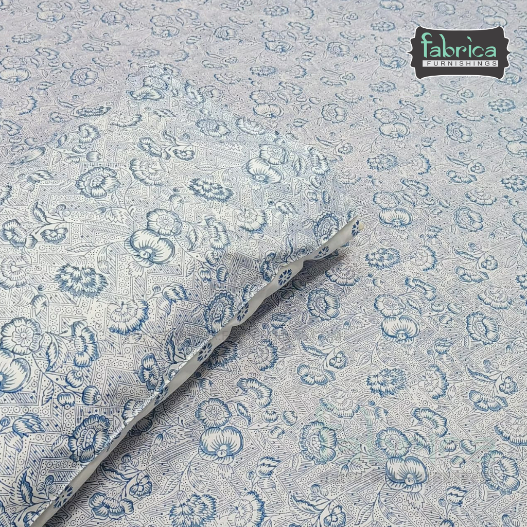 Percale Cotton Hand block Printed Super King-size Bedsheet