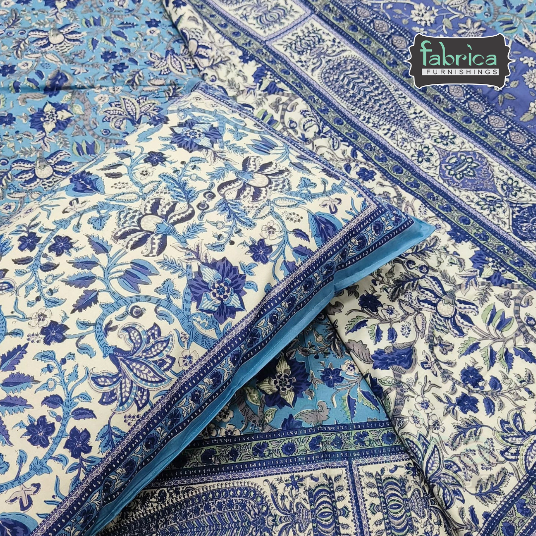 Discharge Printed Pure cotton King Size 4 pcs Bedding Set