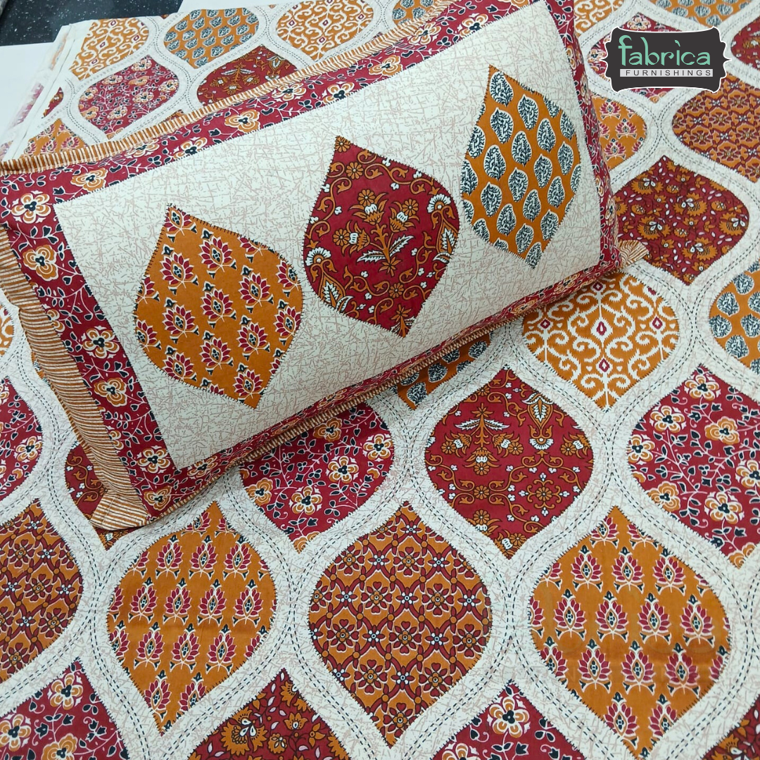 Sadabahar Anokhi Printed Pure Cotton  King Size Bedsheet Set