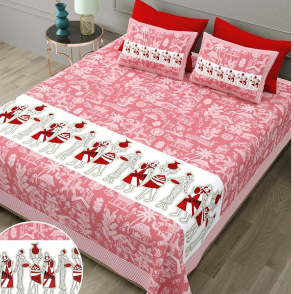 Gulmohar Printed Premium Pure Cotton King size Bed Sheets