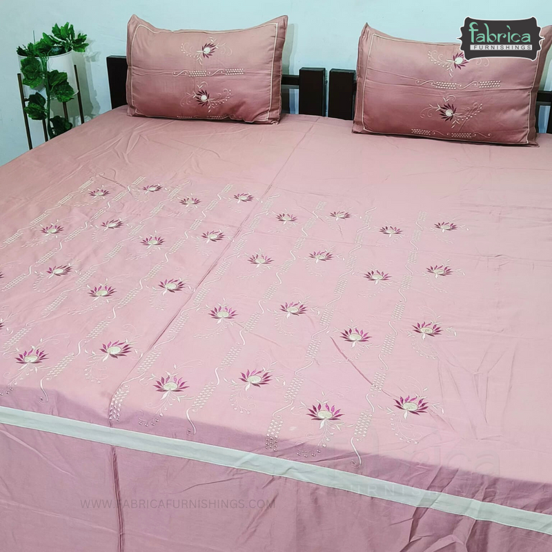 Luxurious Embroidered Pure Cotton King Size Bedsheet