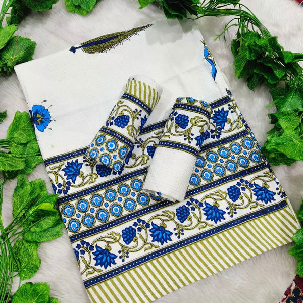Waffle Handblock Printed Pure Cotton Bath & Hand Towels