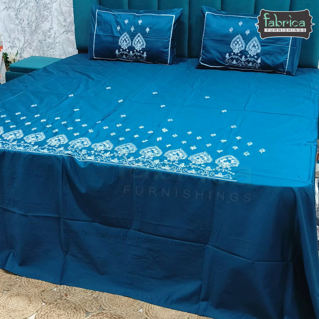 Fabby Home Designer Embroidered King Size Bedsheet Set
