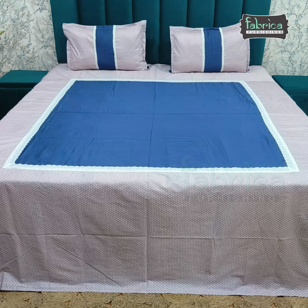 Nazakat Chikankari pure cotton King Size Lacework Bedsheet Set