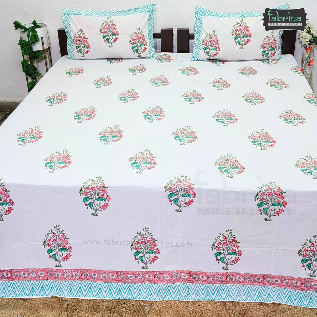 Rangoli Pure Cotton Handblock Super Kingsize Bedsheet