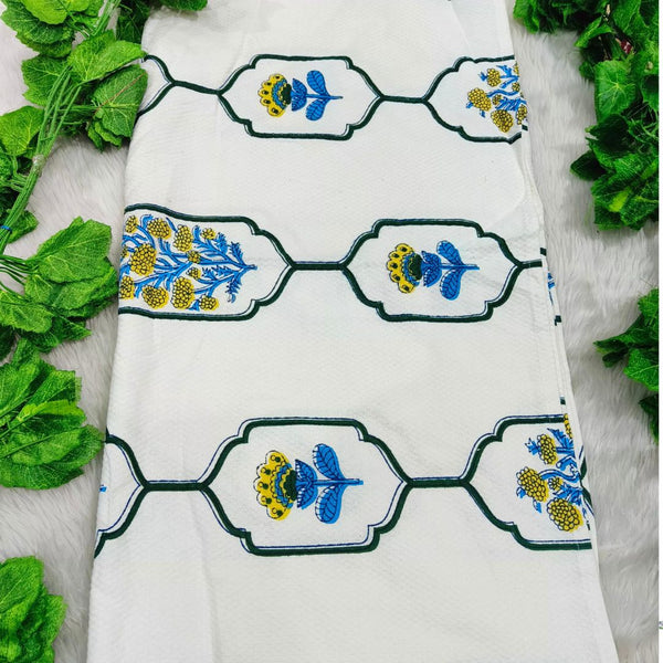 Waffle Handblock Printed Pure Cotton Bath & Hand Towels