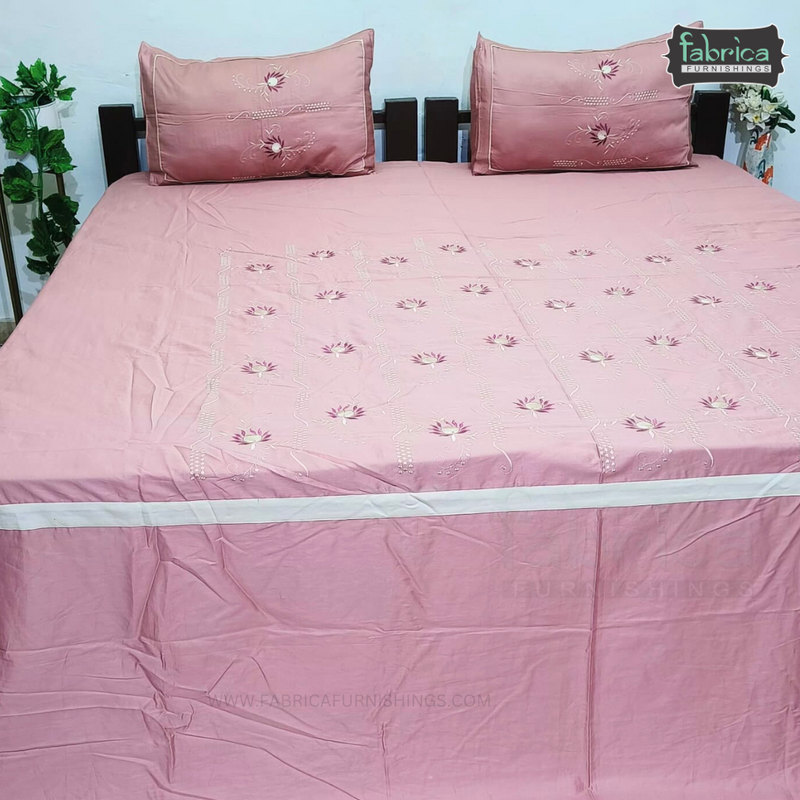 Luxurious Embroidered Pure Cotton King Size Bedsheet