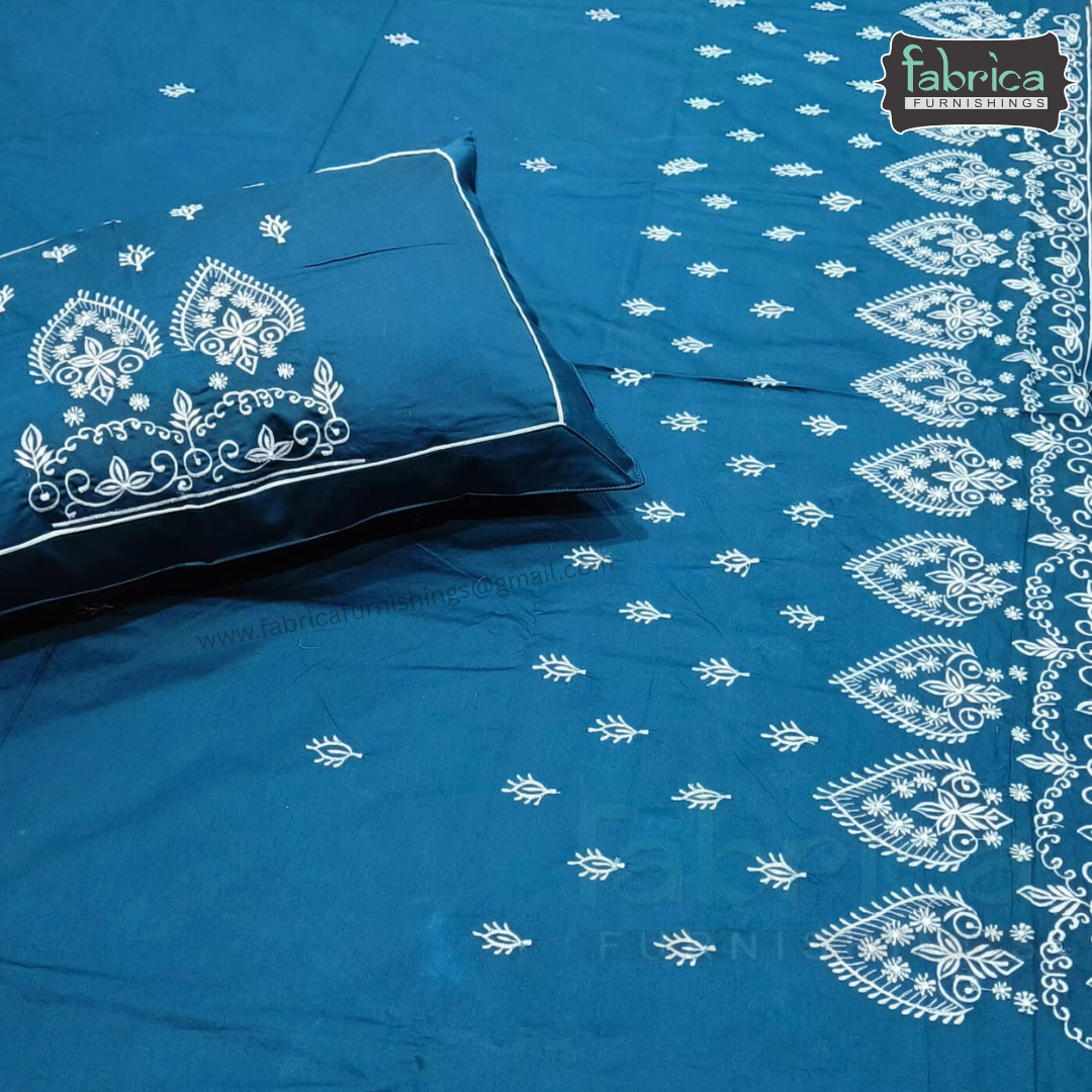 Fabby Home Designer Embroidered King Size Bedsheet Set