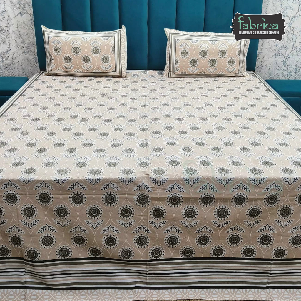 Gulnaar Printed Pure Cotton king size Bedsheet Set