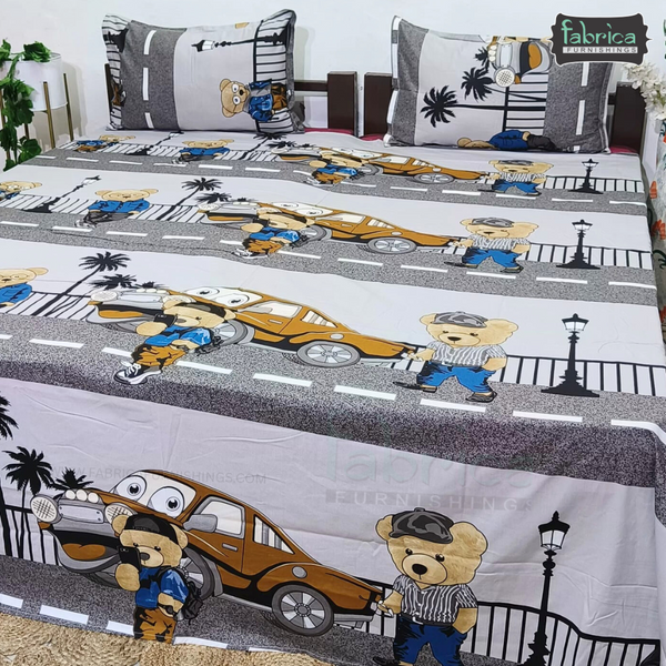 Fabby Home cartoon Print Cotton Double Bedsheet
