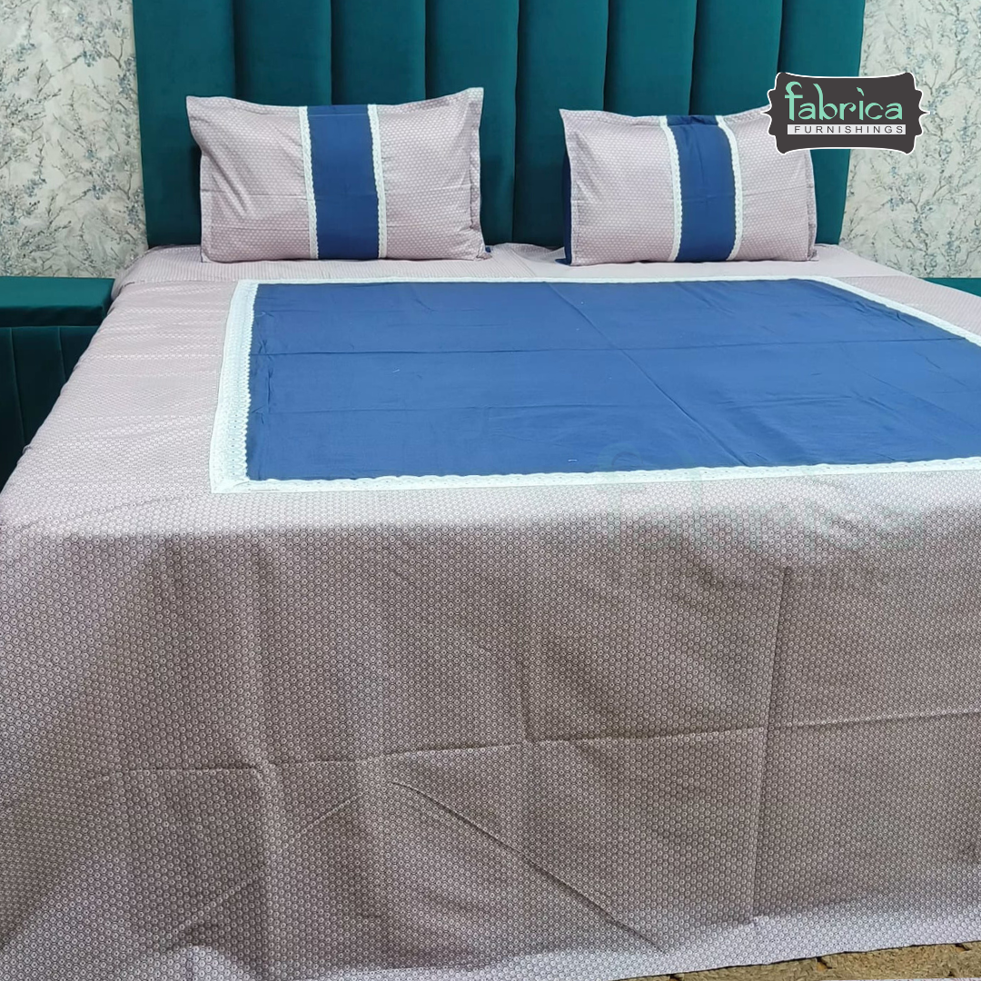 Nazakat Chikankari pure cotton King Size Lacework Bedsheet Set