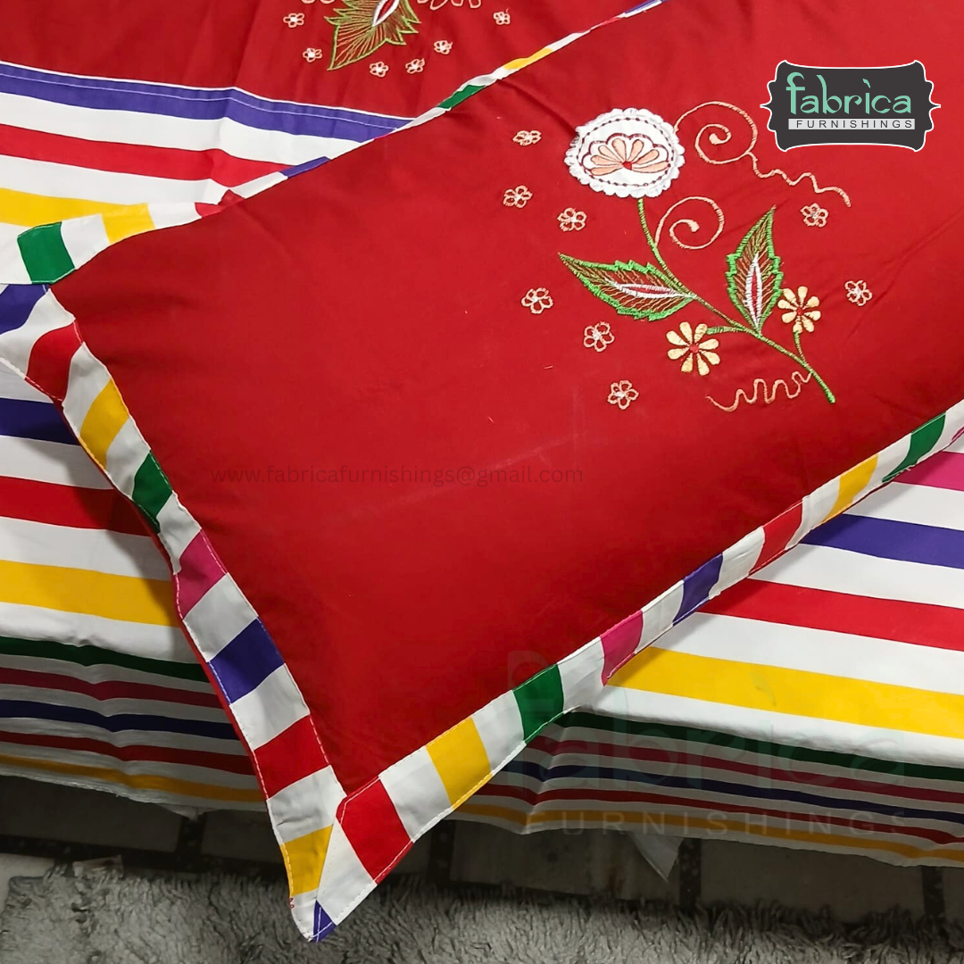 Fabby Home Decor Designer Kingsize Embroidered Bedsheet