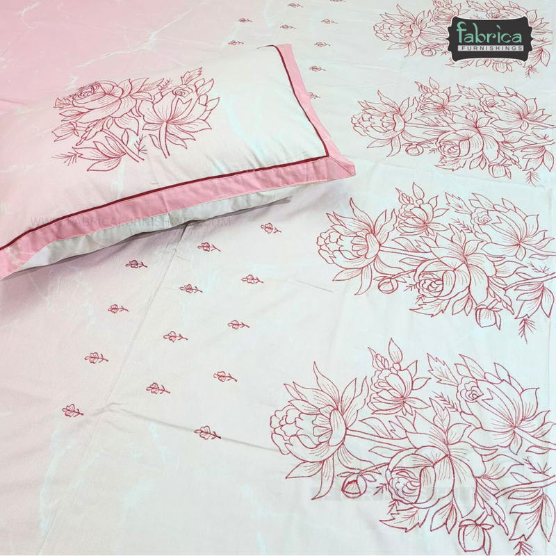 Luxury  Designer Cotton Embroider King Size Bed Sheets
