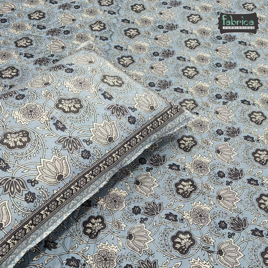 Gulabi nagari printed pure cotton king size bedsheet