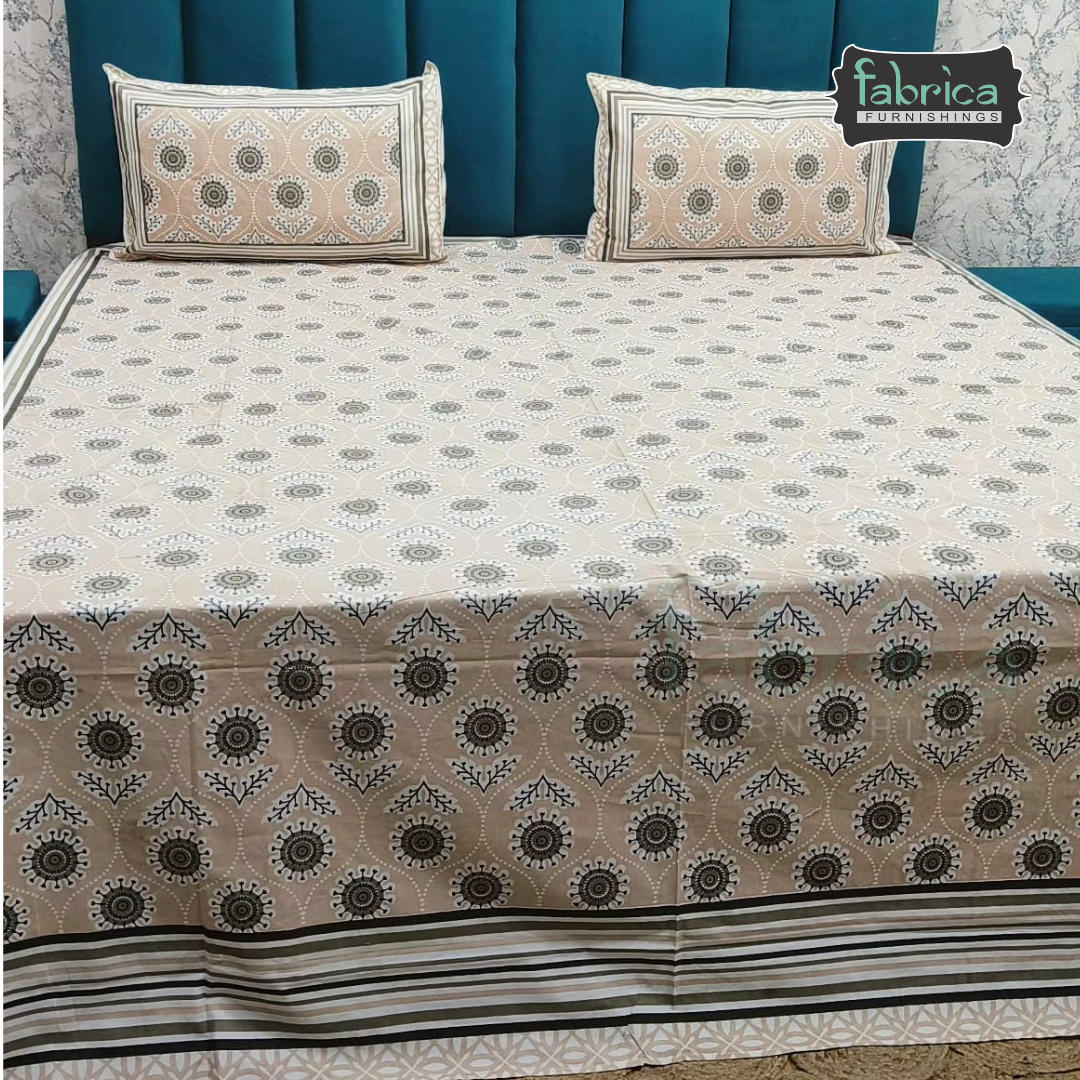 Gulnaar Printed Pure Cotton king size Bedsheet Set