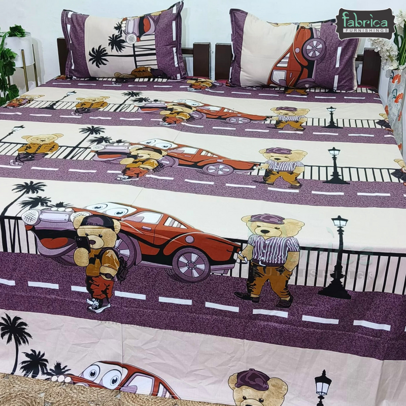 Fabby Home cartoon Print Cotton Double Bedsheet