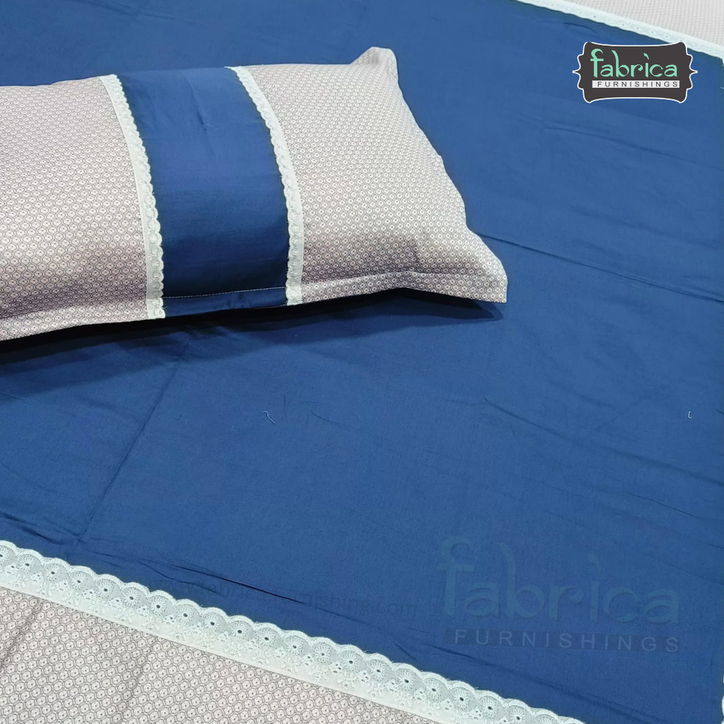 Nazakat Chikankari pure cotton King Size Lacework Bedsheet Set