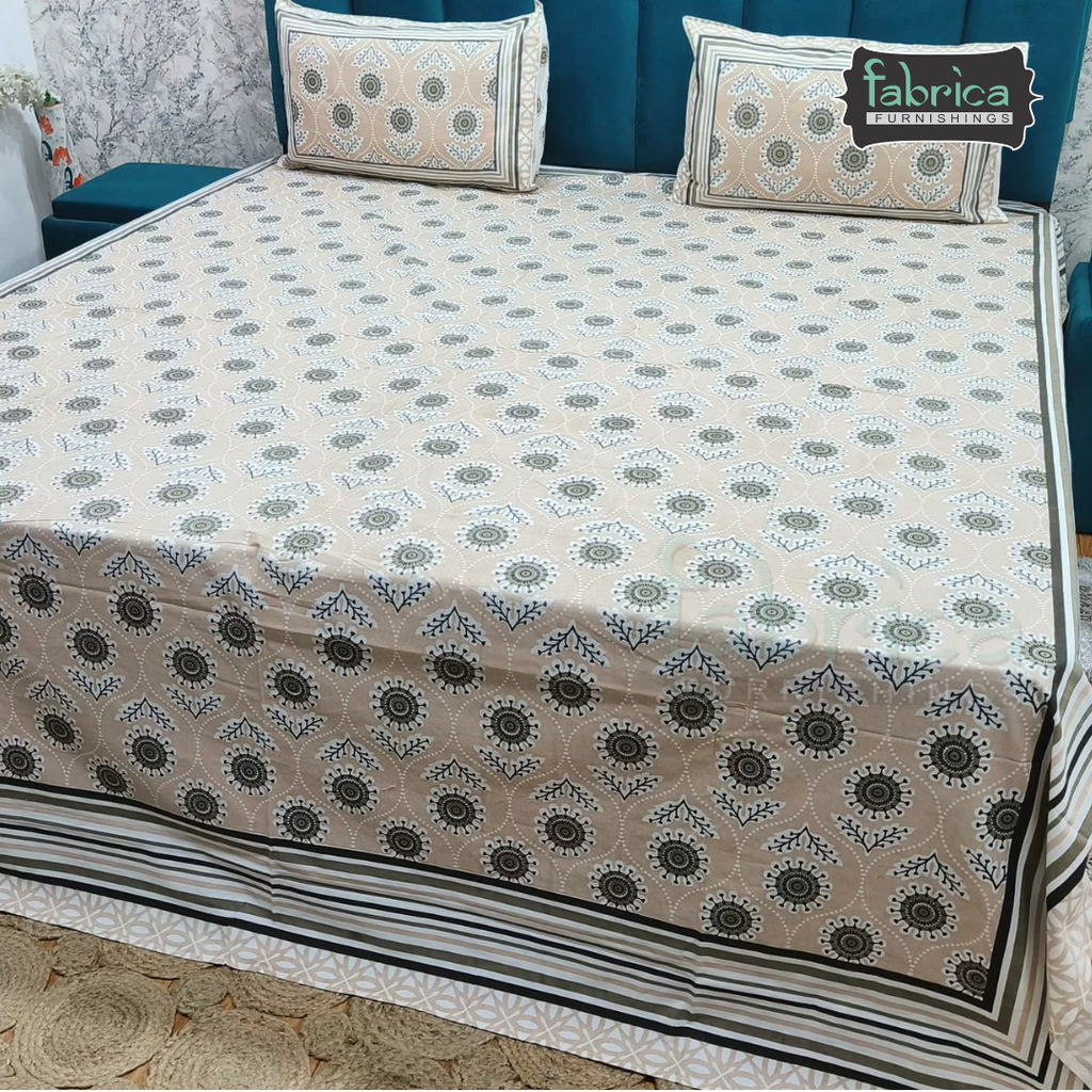 Gulnaar Printed Pure Cotton king size Bedsheet Set