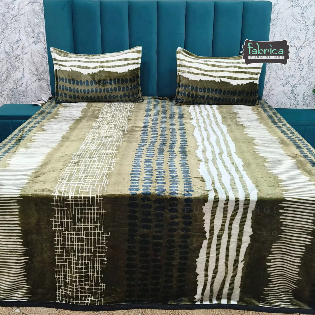 Iris Printed Premium Super King Size Woolen Bedsheet Set