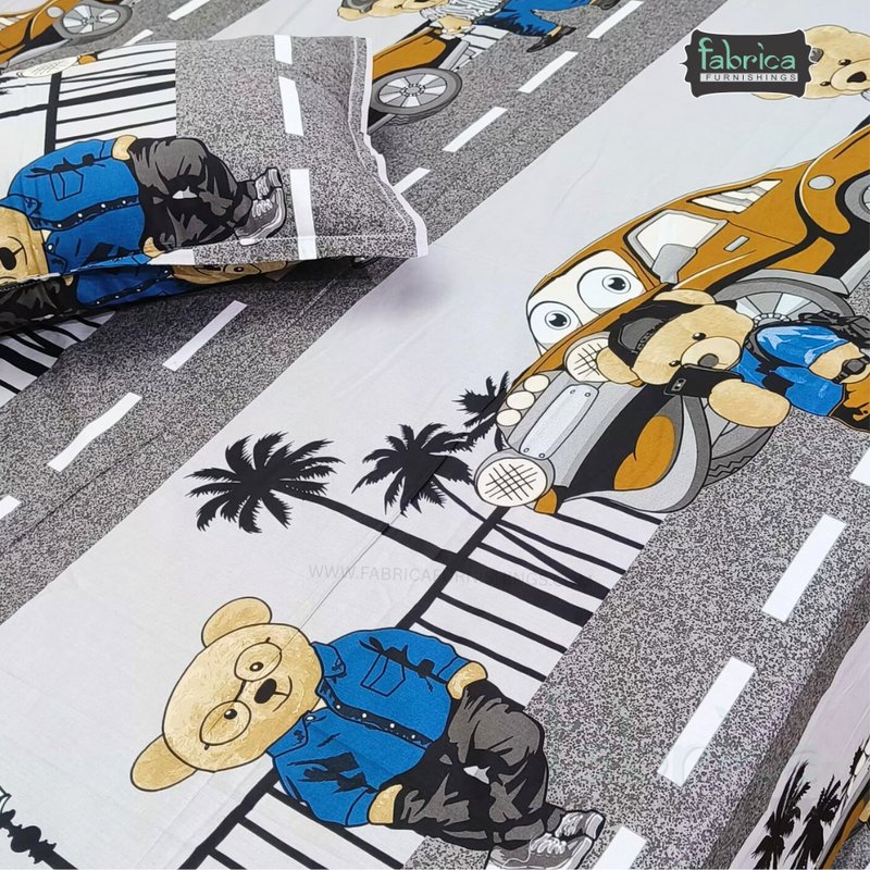 Fabby Home cartoon Print Cotton Double Bedsheet