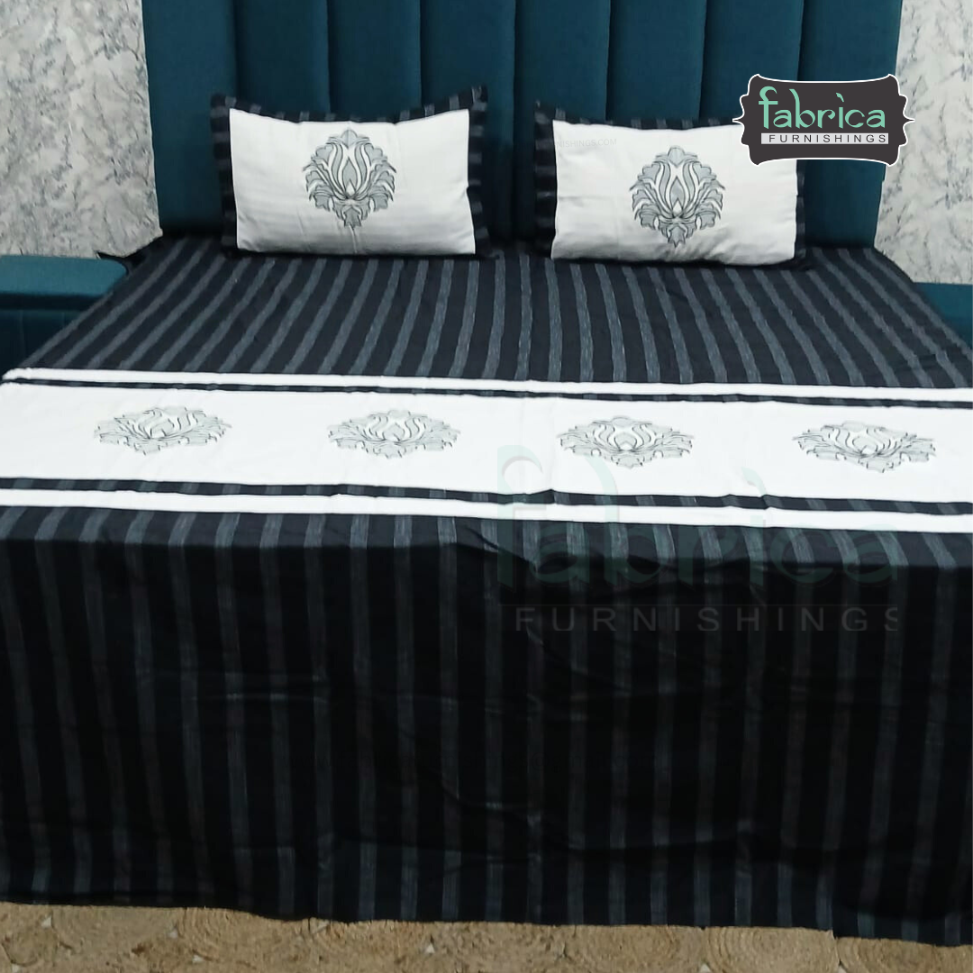 Fabby Home Decor Designer Kingsize Embroidered Bedsheet