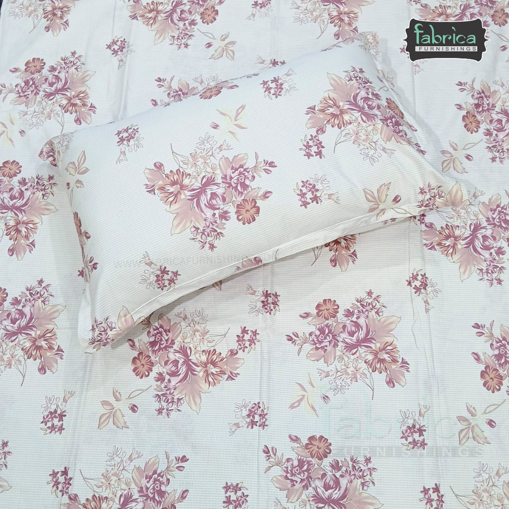 Petal Paradise Queen Size Pure Cotton Printed Bedsheet