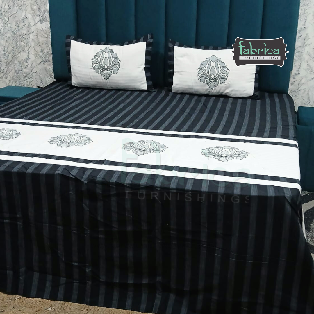 Fabby Home Decor Designer Kingsize Embroidered Bedsheet