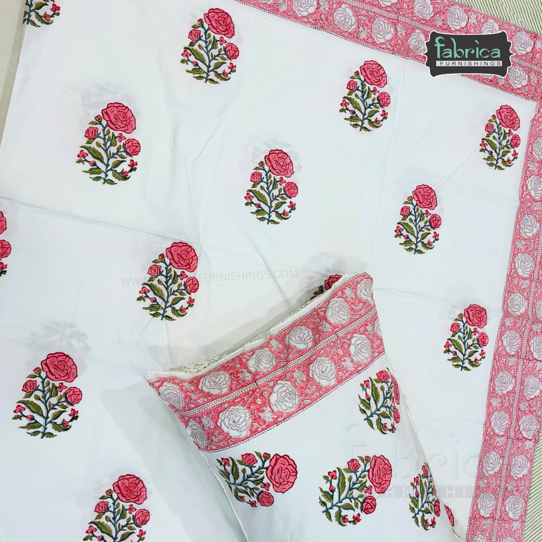 Percale Cotton Hand block Printed Super King-size Bedsheet