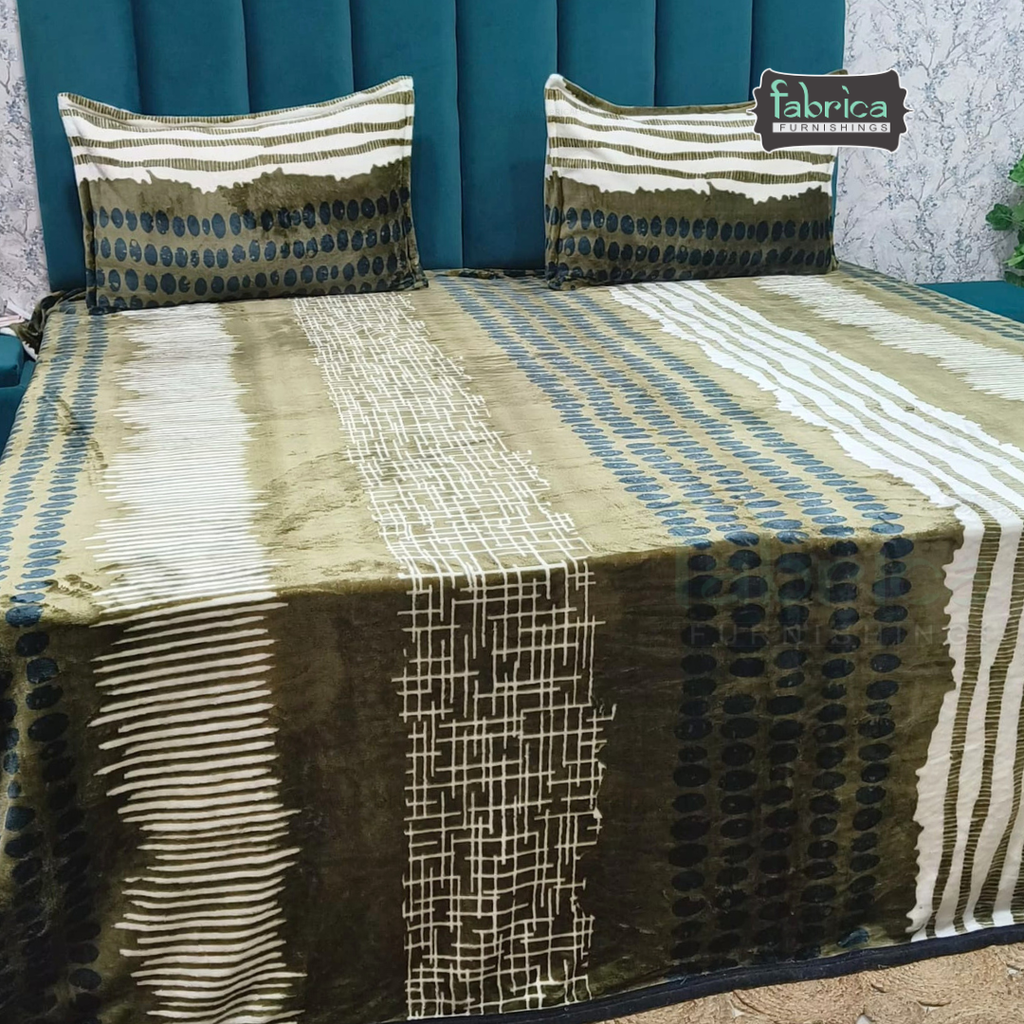 Iris Printed Premium Super King Size Woolen Bedsheet Set